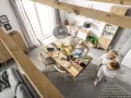 Rodzaje drewna w nowoczesnym wnętrzu: stół, krzesła i meble z naturalnego drewna tworzą ciepłą atmosferę.