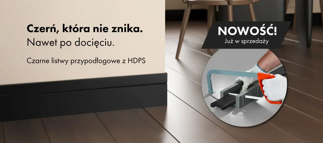 Czarne listwy przypodłogowe z HDPS – czerń, która nie znika, nawet po docięciu. Nowość!