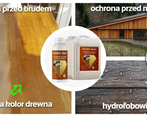 Impregnat do drewna wewnątrz pomieszczeń Nano-Bau ożywia kolor drewna, chroni przed brudem i mchami, zapewniając hydrofobowość.