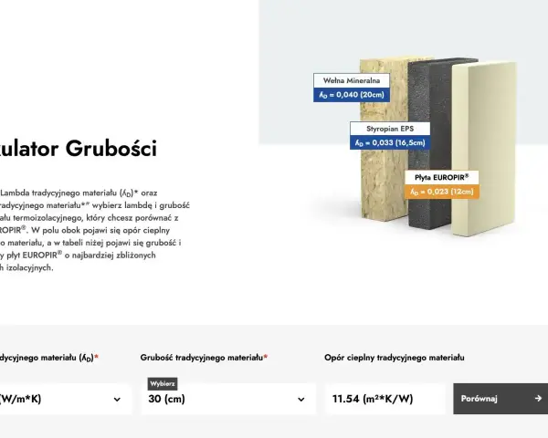 Porównanie materiałów izolacyjnych: wełna mineralna, styropian EPS i płyta EUROPIR®. Jaki styropian na podłogę wybrać? Kalkulator grubości pomoże.