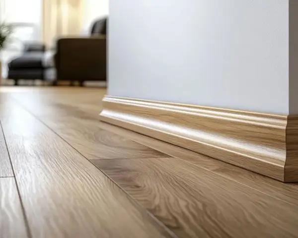 Eleganckie listwy miedzy panelami i podłogą dodają wnętrzu stylu.