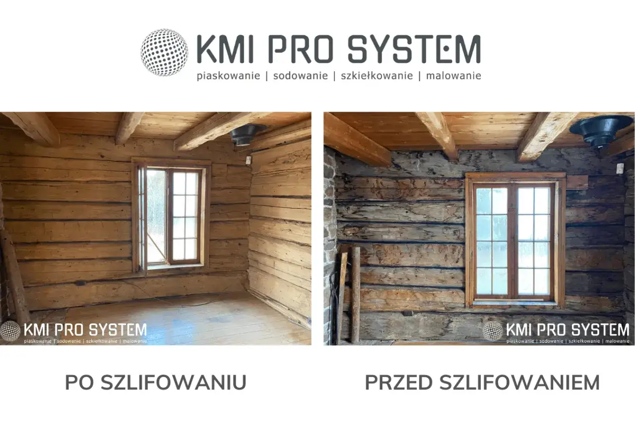 Przed i po renowacji drewnianej ściany. Zabezpieczenie drewna przywraca mu naturalny blask i chroni przed uszkodzeniami.